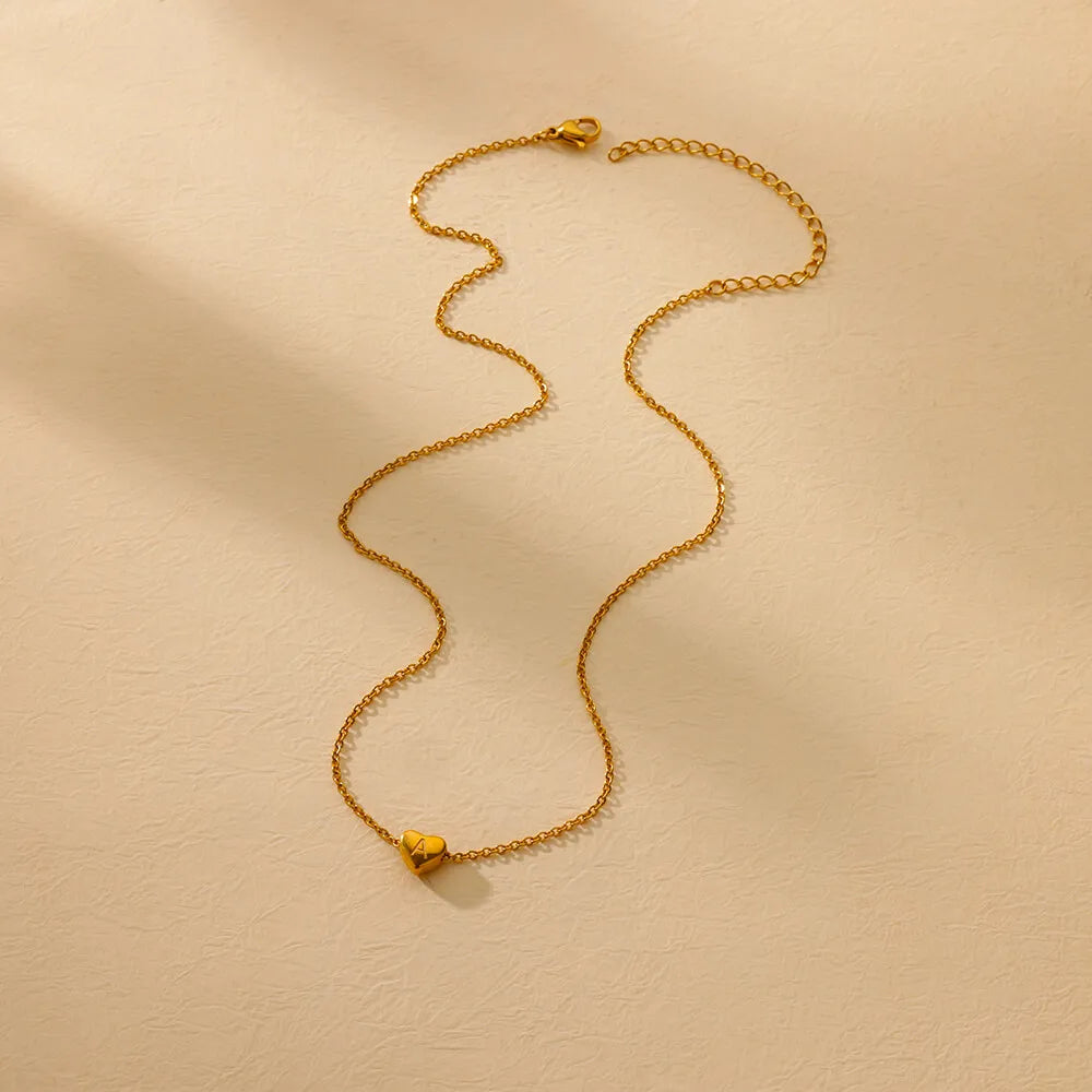 Initial Heart Necklaces For Women Gold Color Stainless Steel Engraved A-Z Letter Heart Necklace Wedding Bridesmaid Jewelry Gift