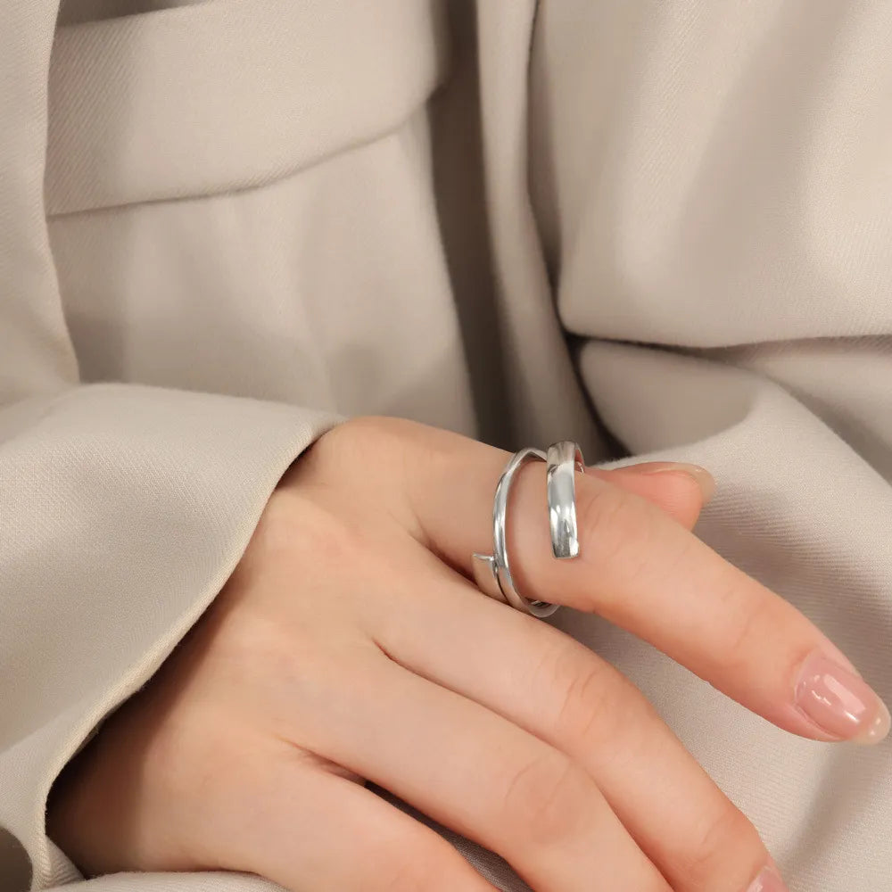 Titanium Steel Layered Wrap Ring