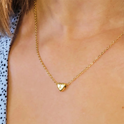 Initial Heart Necklaces For Women Gold Color Stainless Steel Engraved A-Z Letter Heart Necklace Wedding Bridesmaid Jewelry Gift