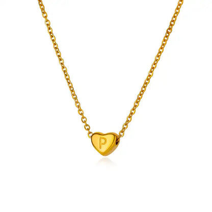 Initial Heart Necklaces For Women Gold Color Stainless Steel Engraved A-Z Letter Heart Necklace Wedding Bridesmaid Jewelry Gift