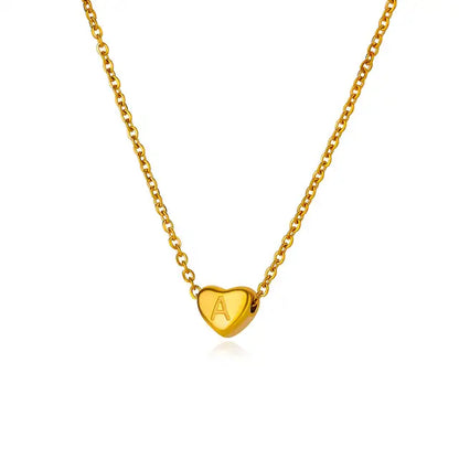 Initial Heart Necklaces For Women Gold Color Stainless Steel Engraved A-Z Letter Heart Necklace Wedding Bridesmaid Jewelry Gift