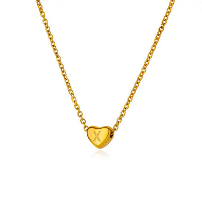 Initial Heart Necklaces For Women Gold Color Stainless Steel Engraved A-Z Letter Heart Necklace Wedding Bridesmaid Jewelry Gift