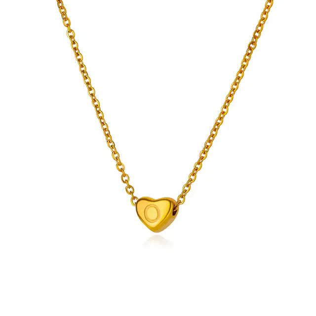 Initial Heart Necklaces For Women Gold Color Stainless Steel Engraved A-Z Letter Heart Necklace Wedding Bridesmaid Jewelry Gift